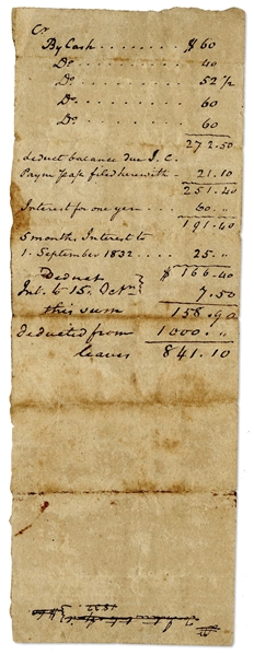 James Madison Autograph Document Signed -- The 4th U.S. President Promises to Repay a Loan of $1,000 Near the End of His Life